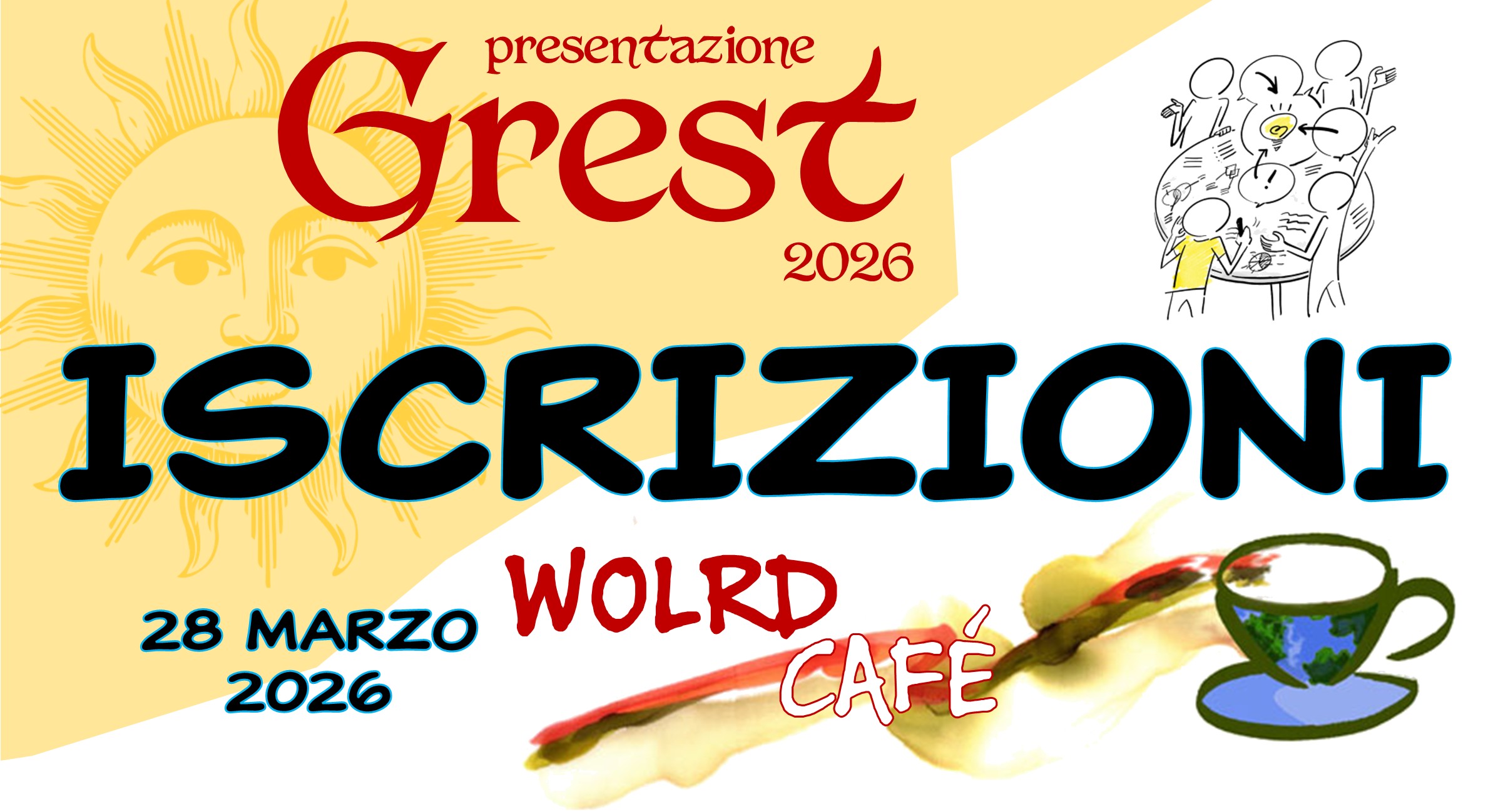 ISCRIZIONE World Café "Formazione Animatori" e presentazione GREST (SA 28 marzo 2028)